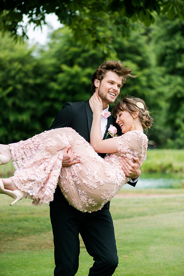 Romantic Modern Wedding With Pretty Styling and A Pink Wedding Dress