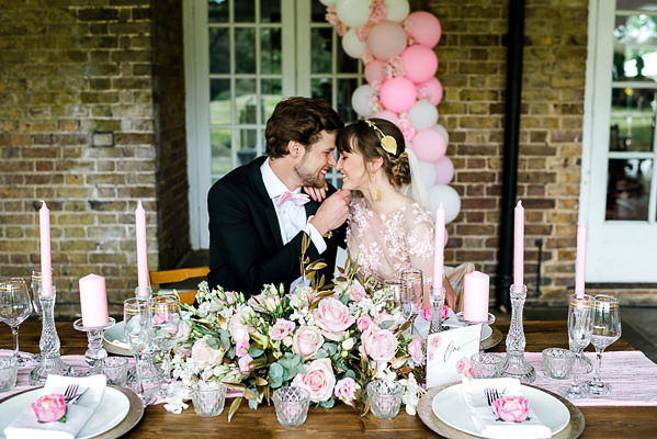 Romantic Modern Wedding With Pretty Styling and A Pink Wedding Dress