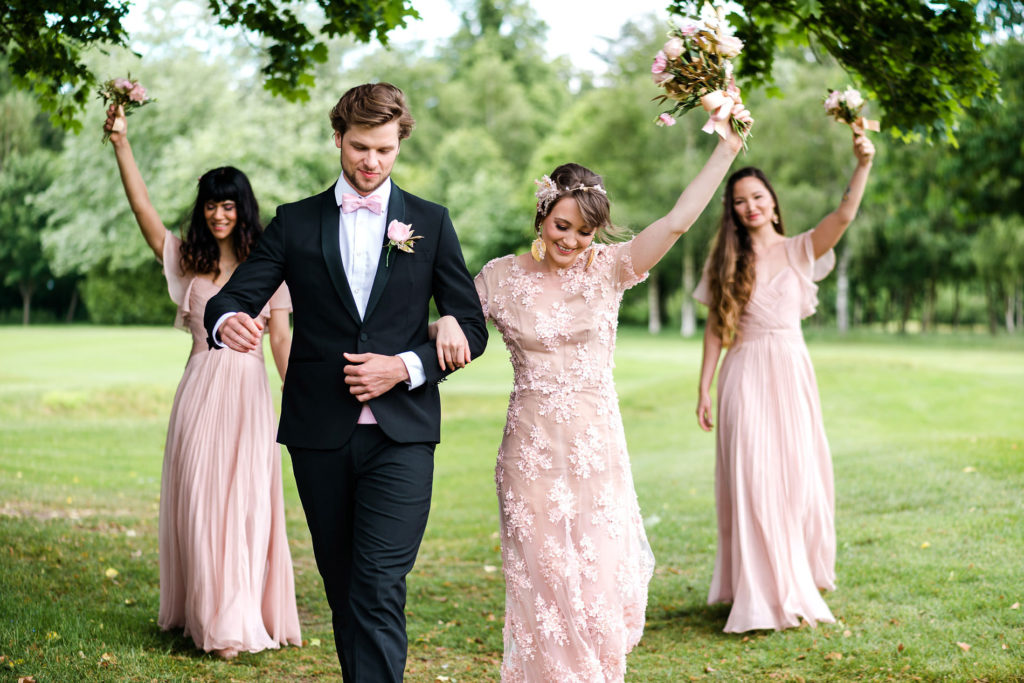 Romantic Modern Wedding With Pretty Styling and A Pink Wedding Dress