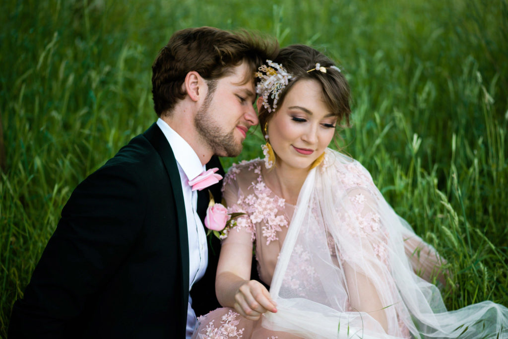 Romantic Modern Wedding With Pretty Styling and A Pink Wedding Dress