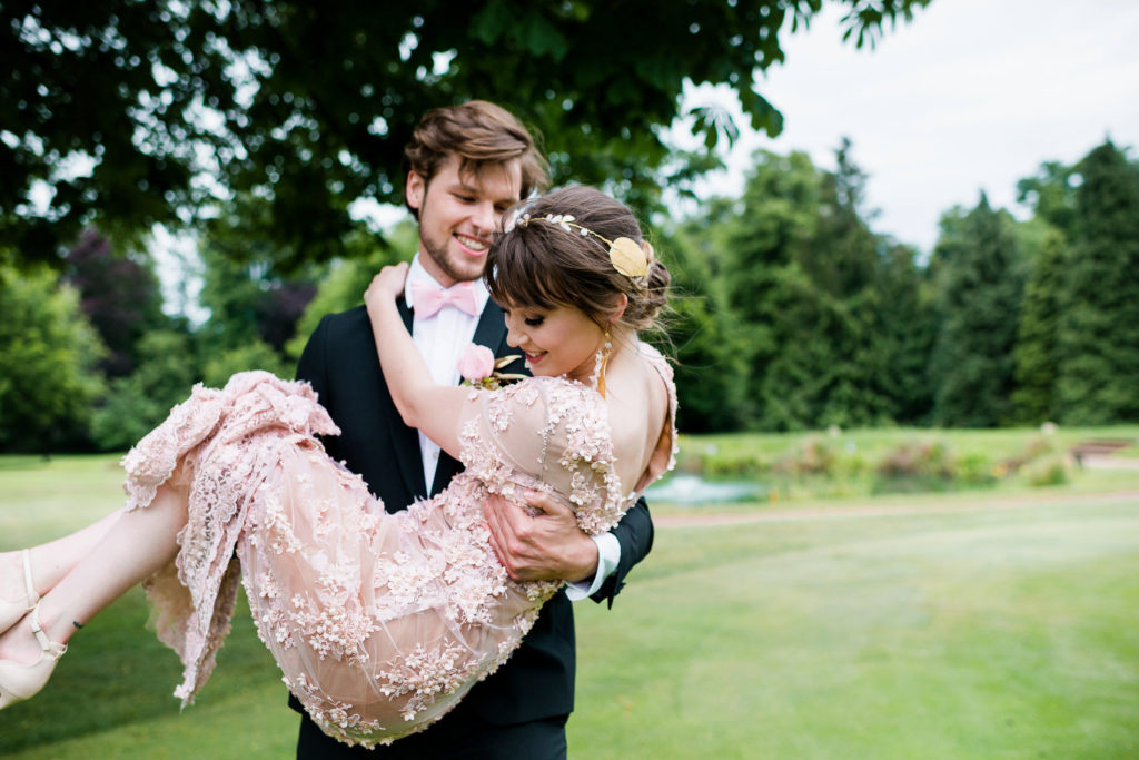 Romantic Modern Wedding With Pretty Styling and A Pink Wedding Dress