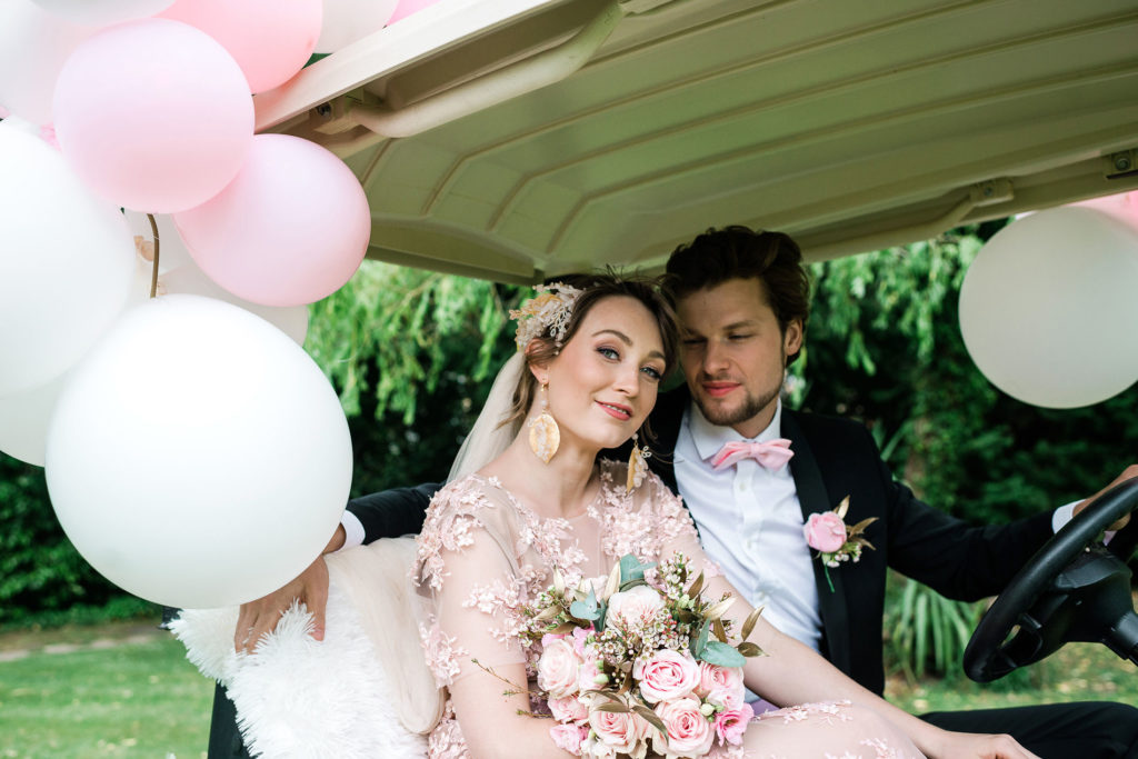 Romantic Modern Wedding With Pretty Styling and A Pink Wedding Dress