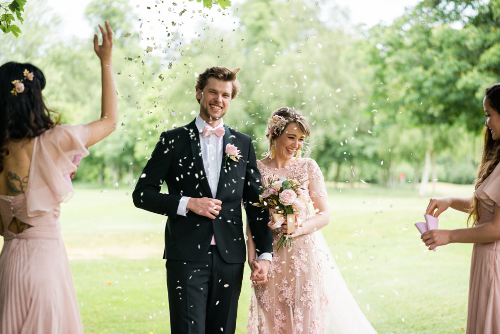 Romantic Modern Wedding With Pretty Styling and A Pink Wedding Dress