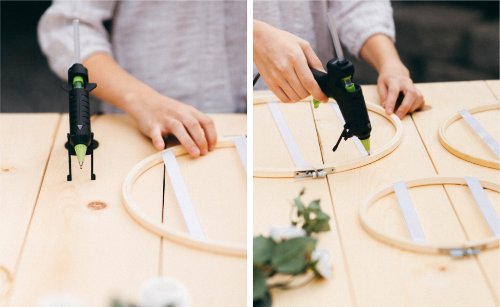 How to Create a DIY Wedding Photo Display With Embroidery Hoops