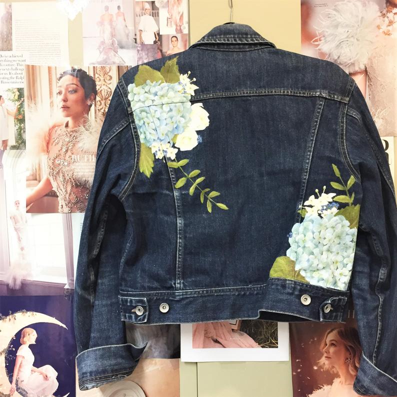 Blue Wedding Hand Painted Jacket