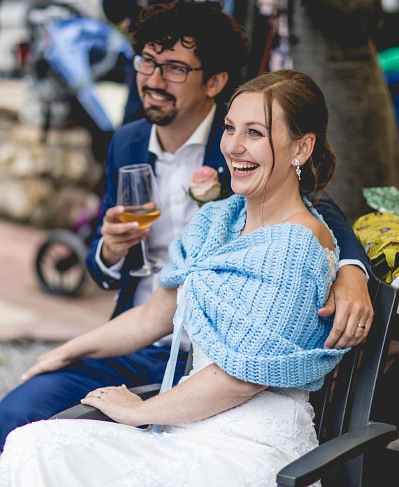 Blue Wedding Shrug Cape.