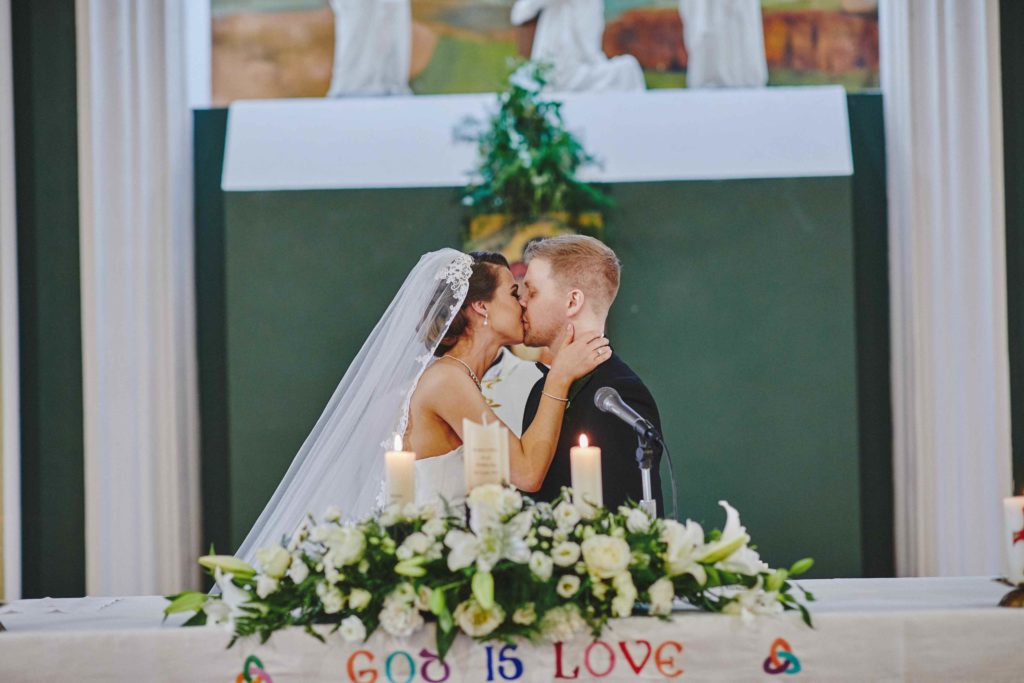 Traditional Irish Wedding with Black Tie Suits and A Navy and Gold Cake