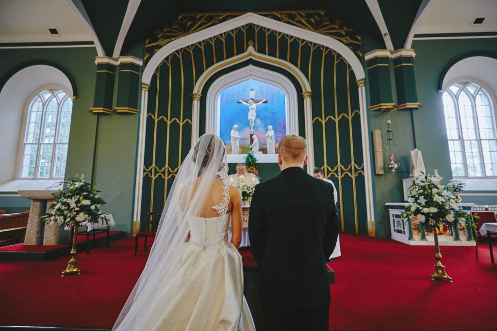 Traditional Irish Wedding with Black Tie Suits and A Navy and Gold Cake