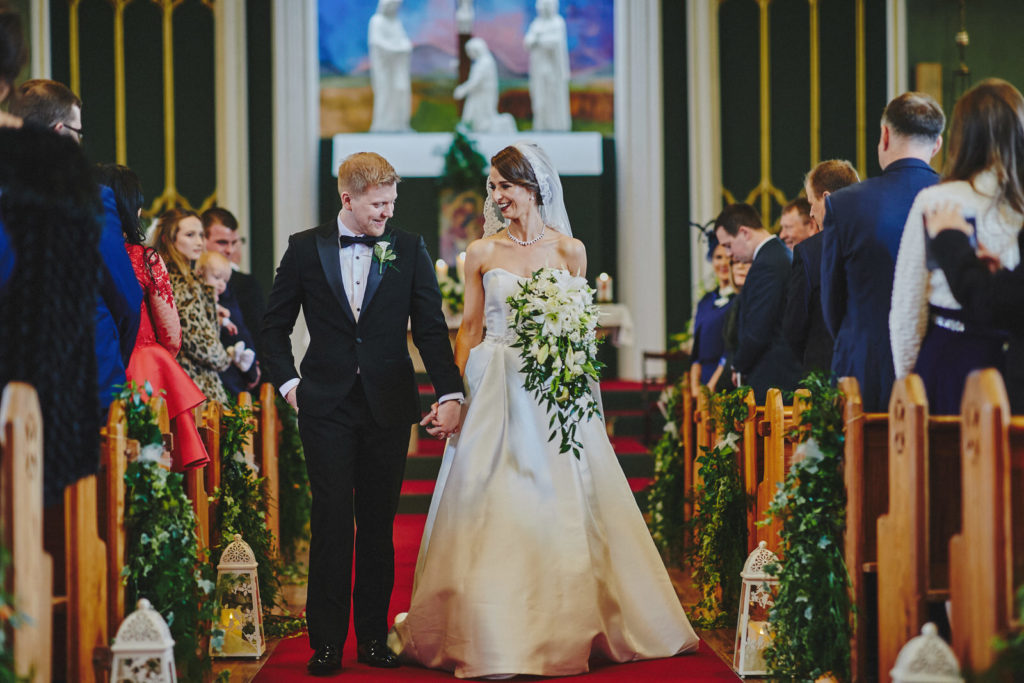 Traditional Irish Wedding with Black Tie Suits and A Navy and Gold Cake