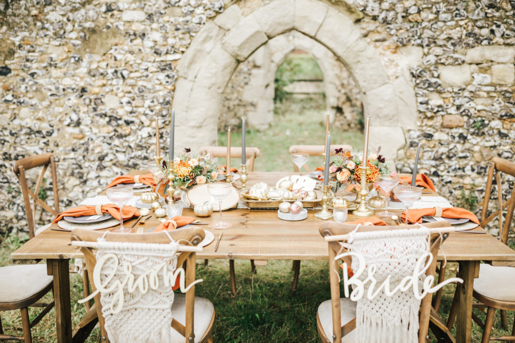 Outdoor Autumn Wedding with Luxe Styling at The Orchards at Chesfield