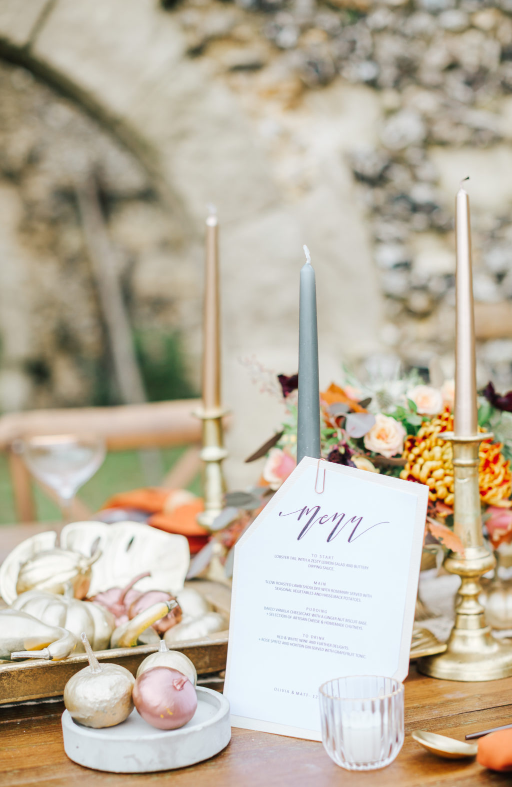 Outdoor Autumn Wedding with Luxe Styling at The Orchards at Chesfield