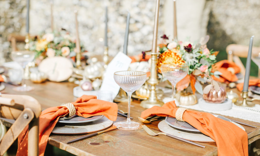 Outdoor Autumn Wedding with Luxe Styling at The Orchards at Chesfield