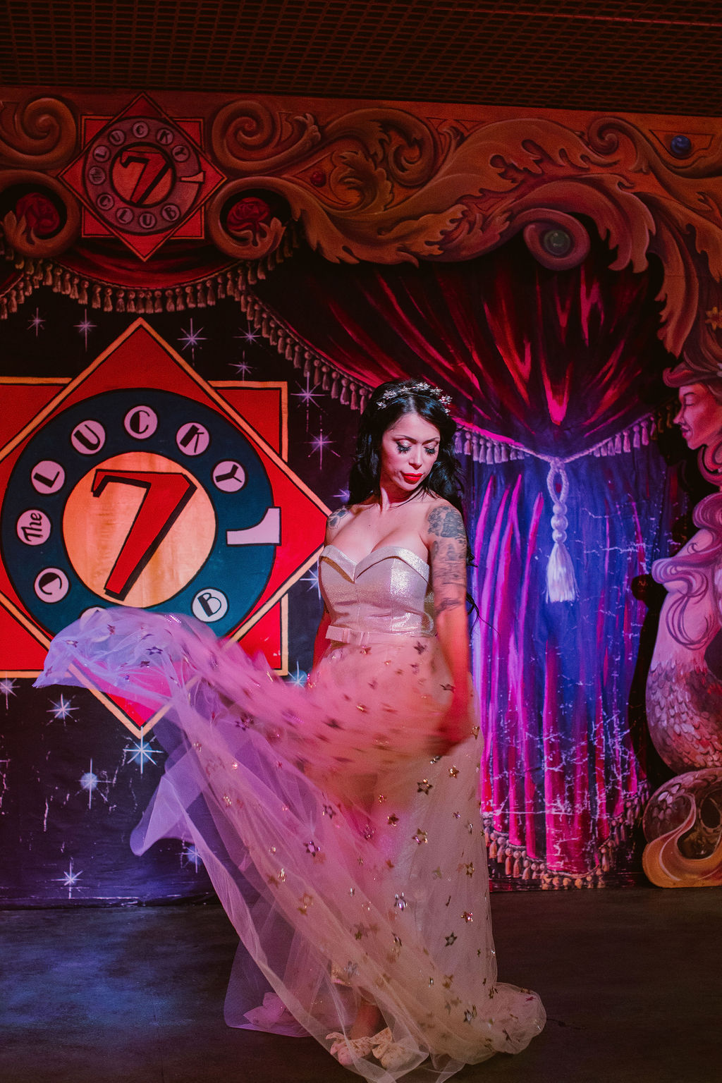 Vintage Cabaret Wedding Inspiration at The Lucky 7 Club Devon