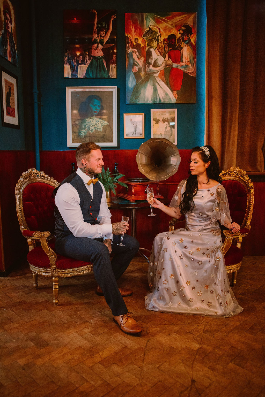 Vintage Cabaret Wedding Inspiration at The Lucky 7 Club Devon