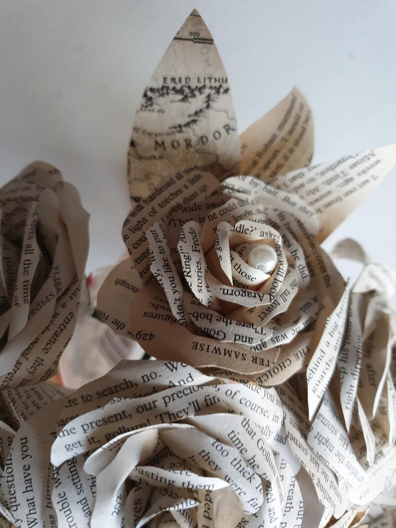 Book Themed Paper Flowers Bouquet 