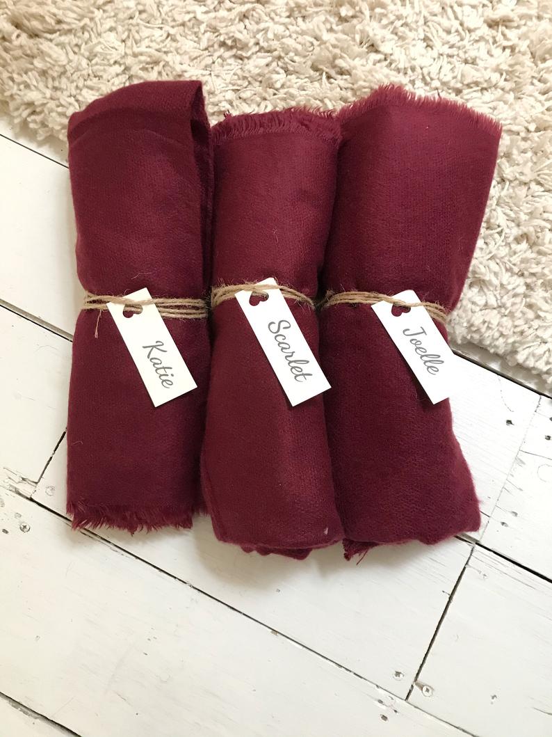 Claret Red Winter Bridesmaid Shawls