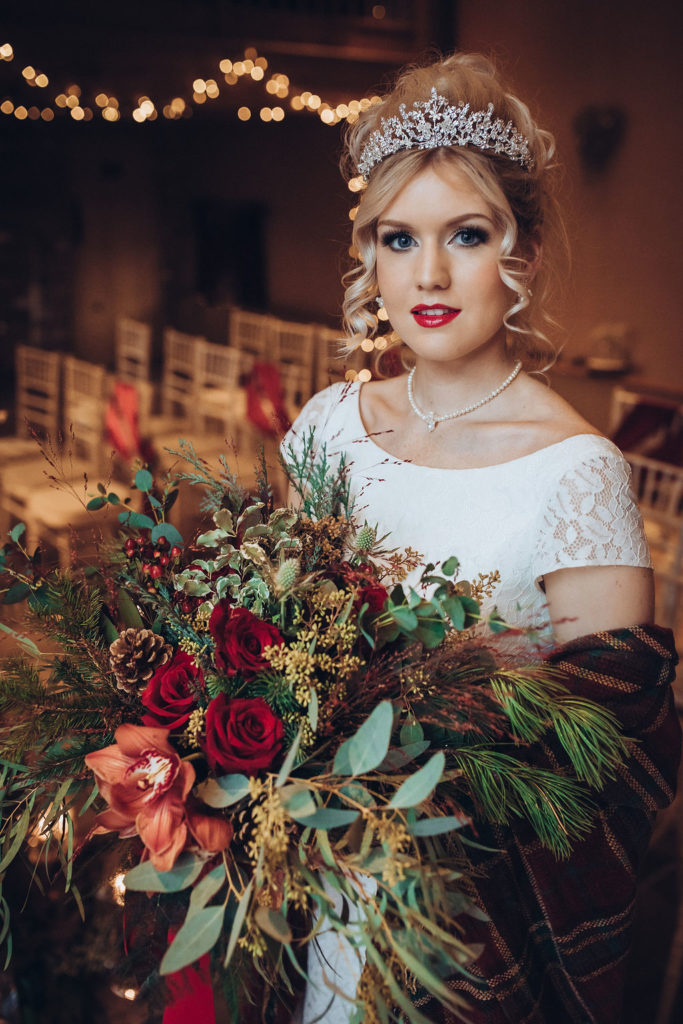 A Red and Gold Christmas Wedding With The Perfect Dinner Table At The Hundred House, Shropshire