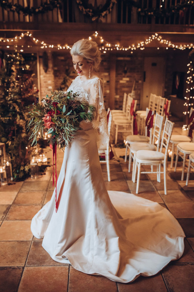 A Red and Gold Christmas Wedding With The Perfect Dinner Table At The Hundred House, Shropshire