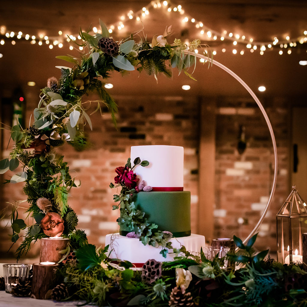 A Red and Gold Christmas Wedding With The Perfect Dinner Table At The Hundred House, Shropshire 