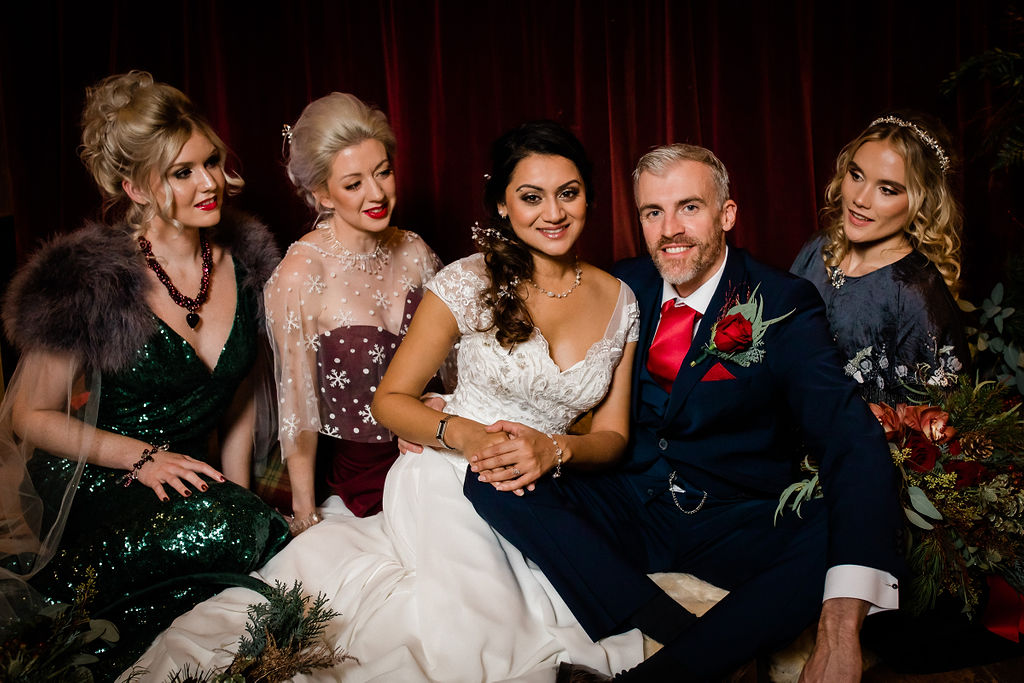 A Red and Gold Christmas Wedding With The Perfect Dinner Table At The Hundred House, Shropshire