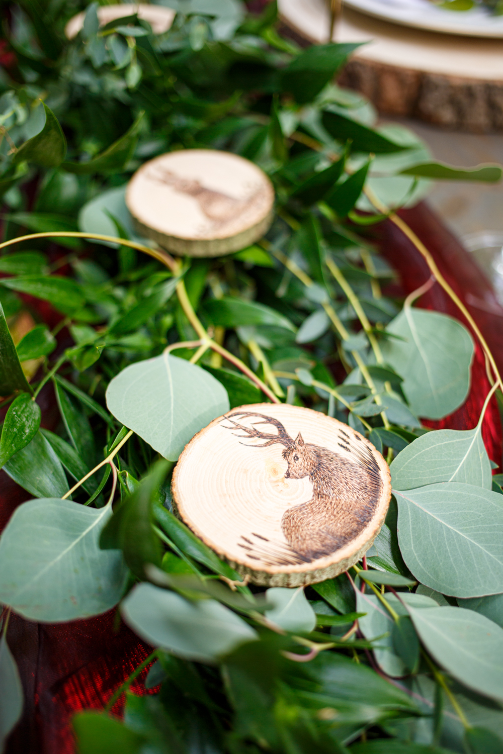 Woodland Wedding in The Cotswolds with Winter Red Styling and a Dog