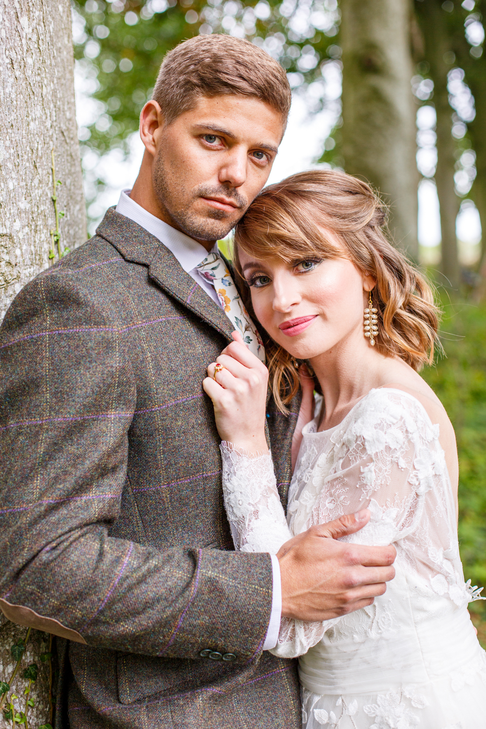 Woodland Wedding in The Cotswolds with Winter Red Styling and a Dog