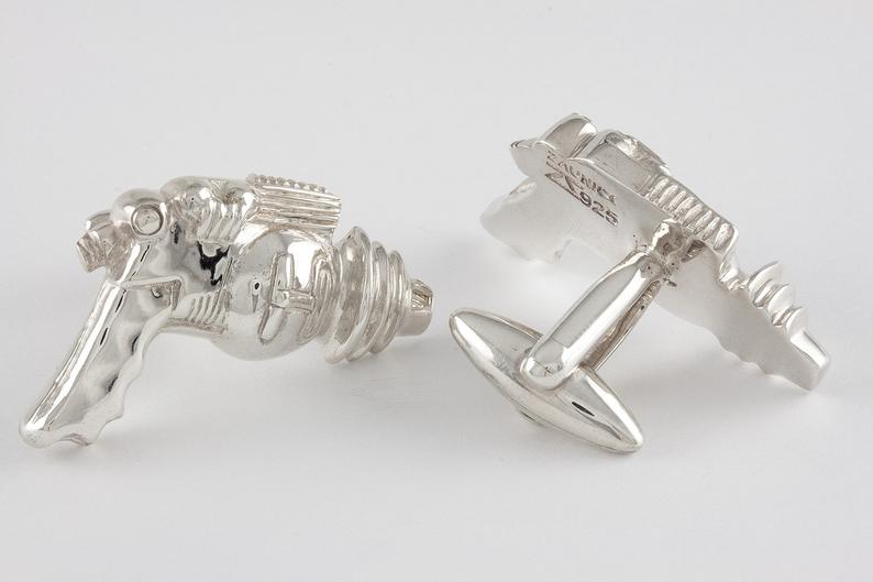 Raygun Atomizer Cufflinks in Stirling Silver