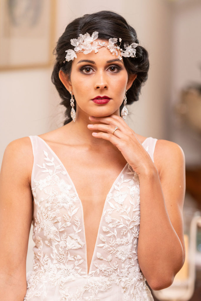 Vintage Glam Wedding Dress Inspiration at Hatfield Place, Essex