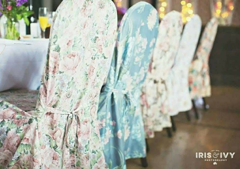 Vintage floral wedding chair covers