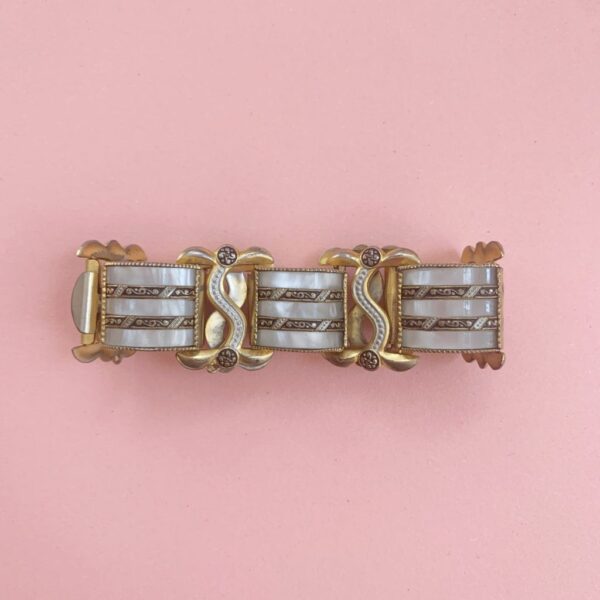 Chunky 1940s Faux Mother of Pearl Vintage Bracelet