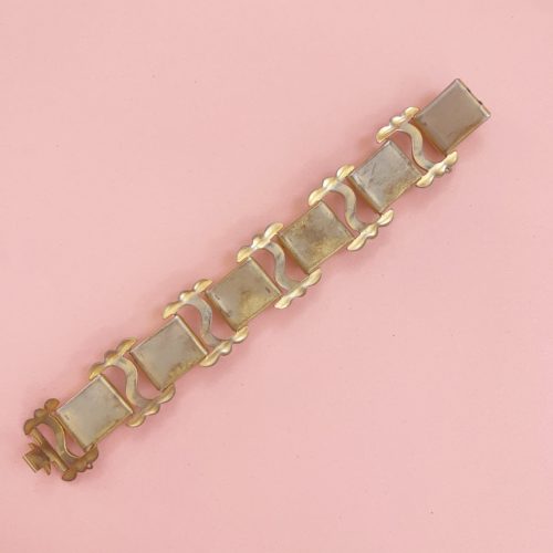 Chunky 1940s Faux Mother of Pearl Vintage Bracelet