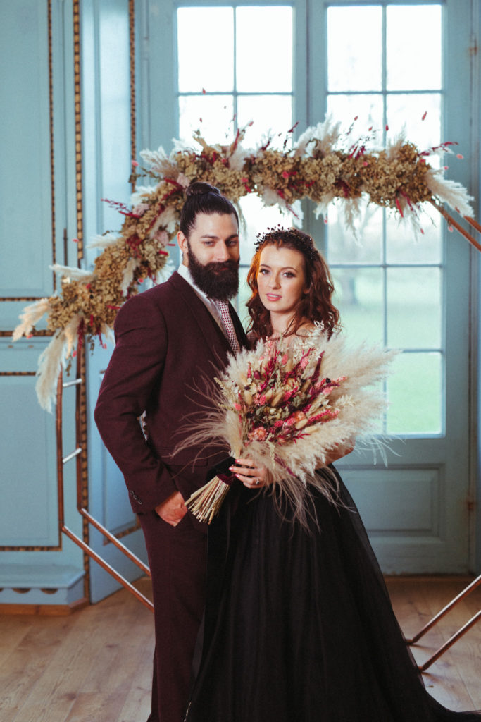 Modern Gothic Wedding With A Black Dress at Bradbourne House Kent