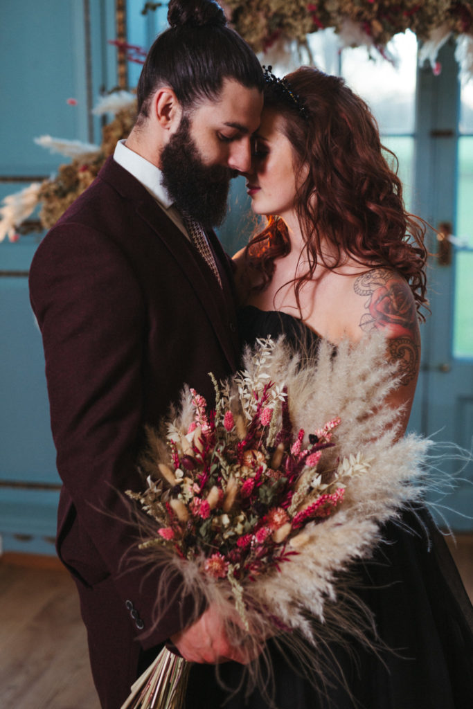 Modern Gothic Wedding With A Black Dress at Bradbourne House Kent