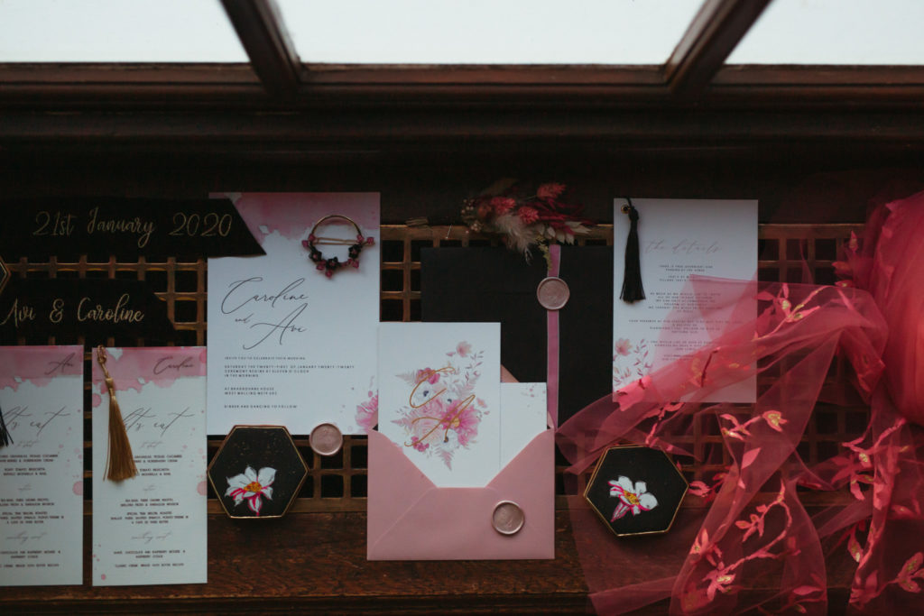 Modern Gothic Wedding With A Black Dress at Bradbourne House Kent