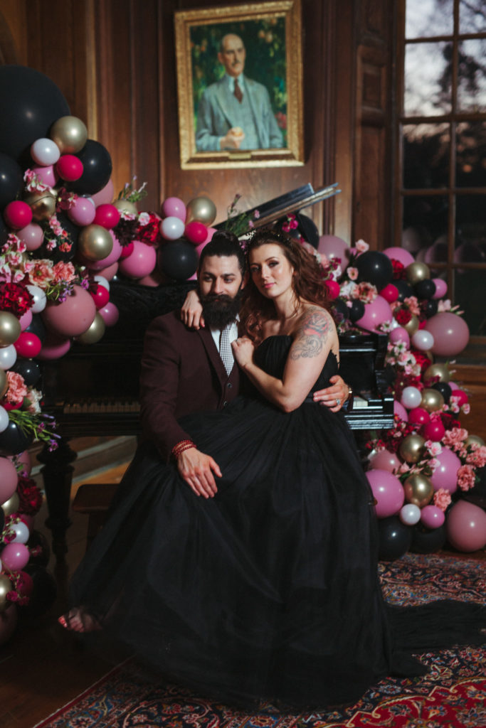 Modern Gothic Wedding With A Black Dress at Bradbourne House Kent