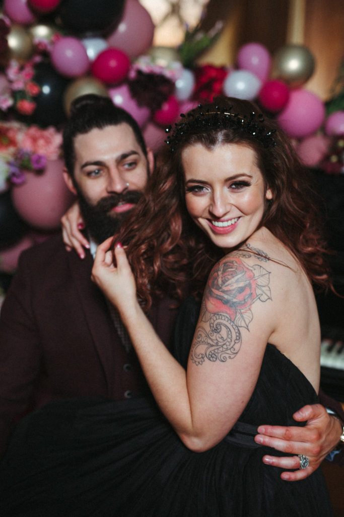 Modern Gothic Wedding With A Black Dress at Bradbourne House Kent