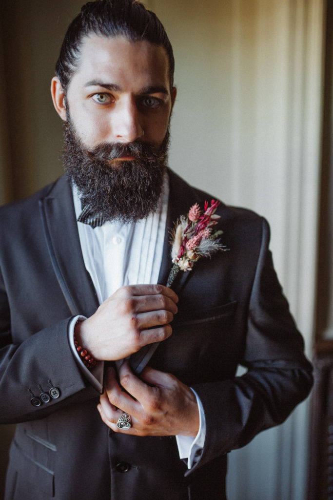 Modern Gothic Wedding With A Black Dress at Bradbourne House Kent