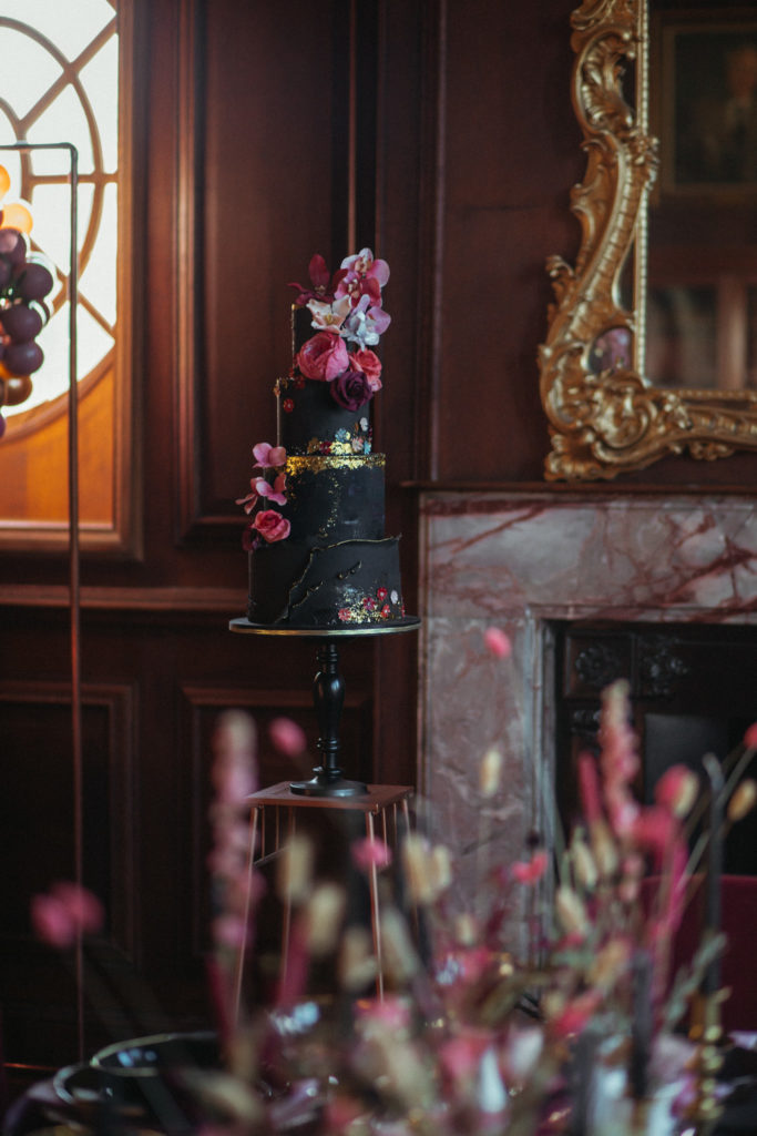 Modern Gothic Wedding With A Black Dress at Bradbourne House Kent