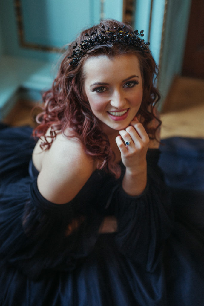 Modern Gothic Wedding With A Black Dress at Bradbourne House Kent