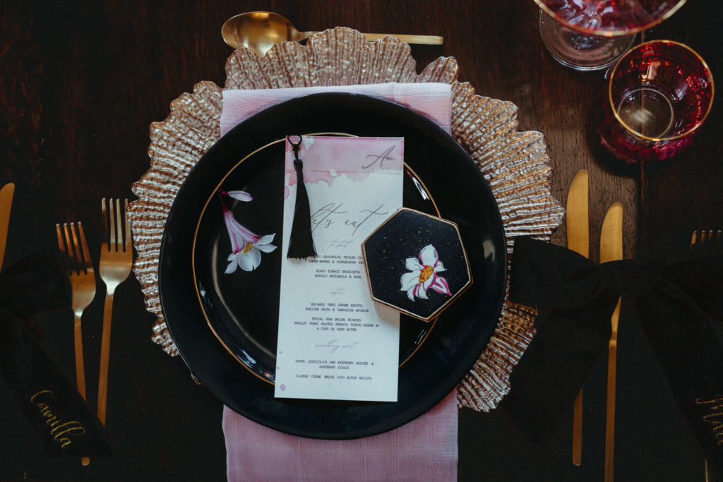 Modern Gothic Wedding With A Black Dress at Bradbourne House Kent
