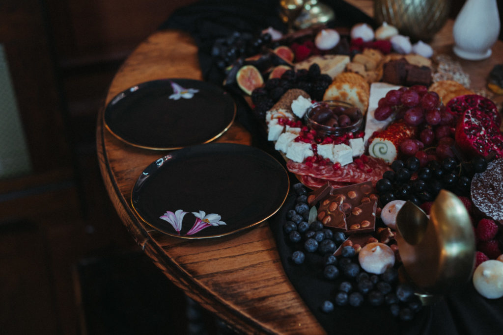 Modern Gothic Wedding With A Black Dress at Bradbourne House Kent