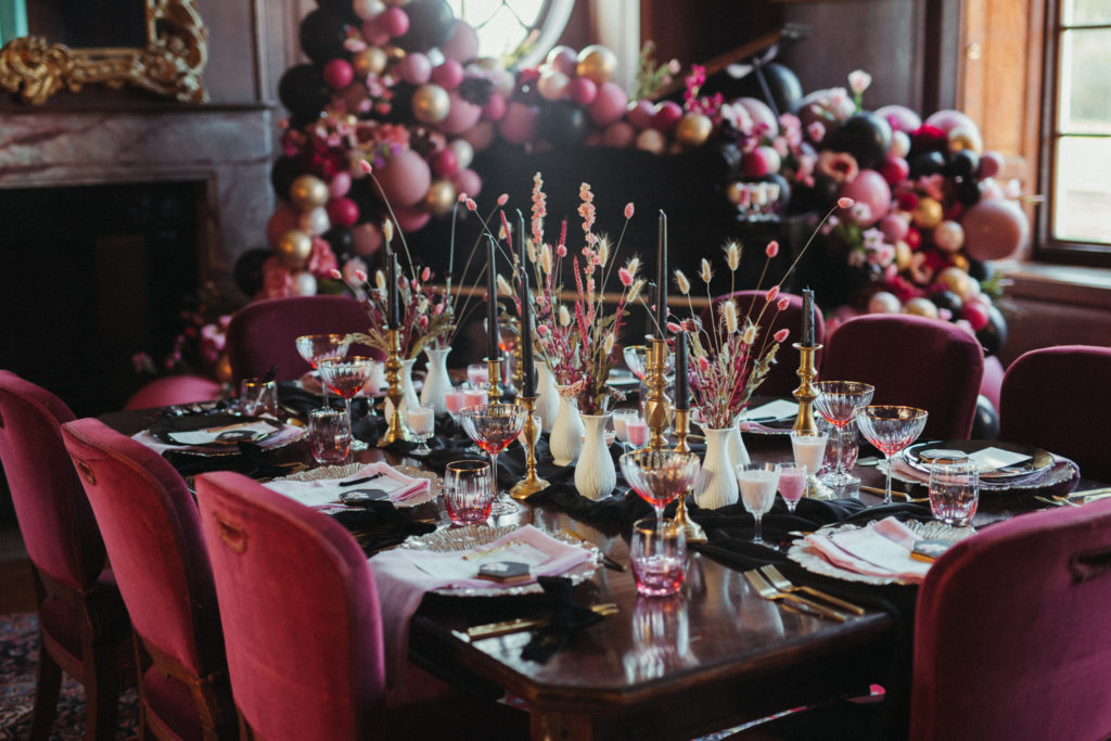 Modern Gothic Wedding With A Black Dress at Bradbourne House Kent