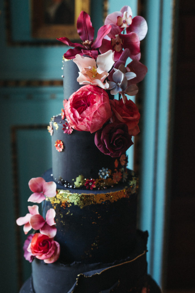 Modern Gothic Wedding With A Black Dress at Bradbourne House Kent