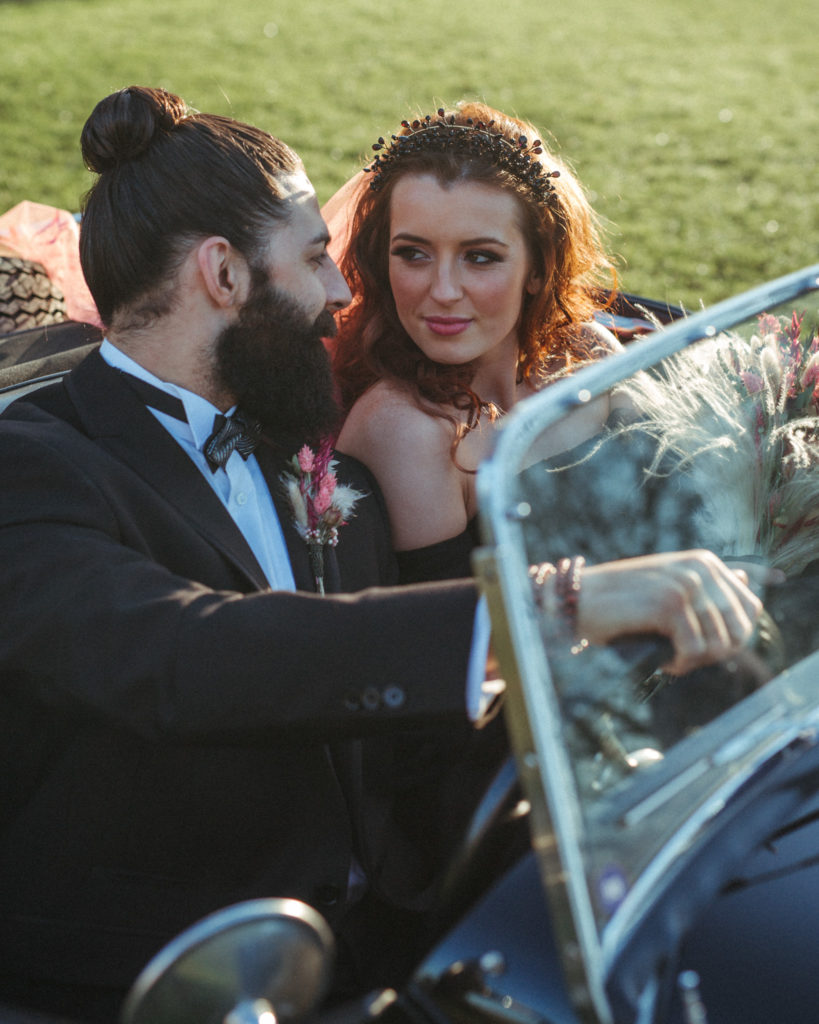 Modern Gothic Wedding With A Black Dress at Bradbourne House Kent