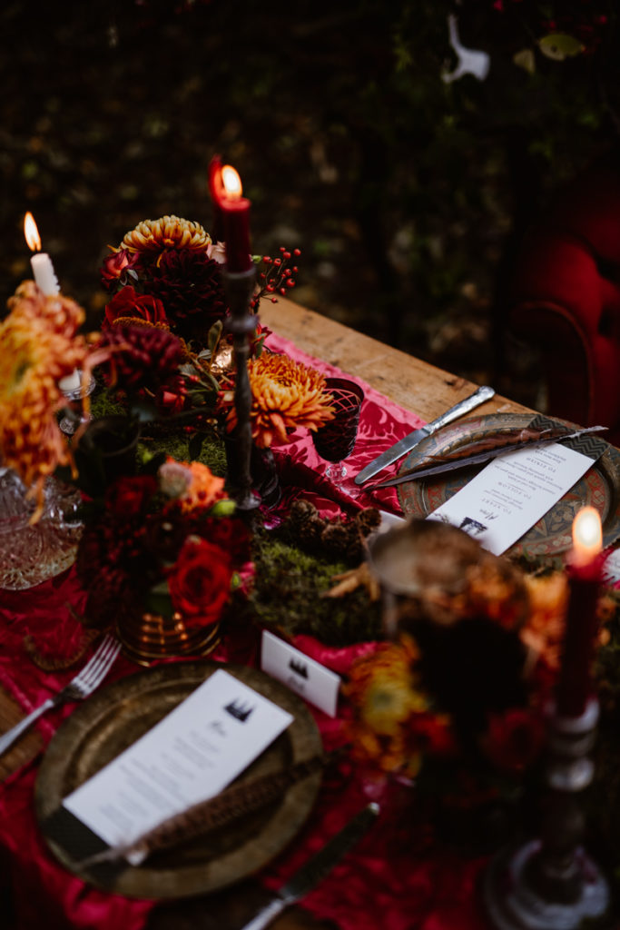 Dark Romantic Outdoor Wedding Inspiration at Upthorpe Wood, Suffolk