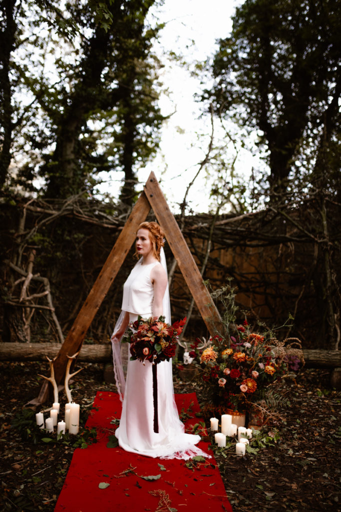 Dark Romantic Outdoor Wedding Inspiration at Upthorpe Wood, Suffolk