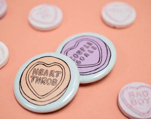 Love Heart wedding Badges