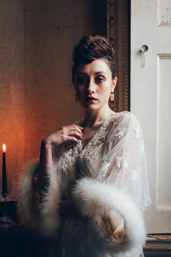 Modern Golden Age Glamour Wedding Dress Inspiration at Poltimore House