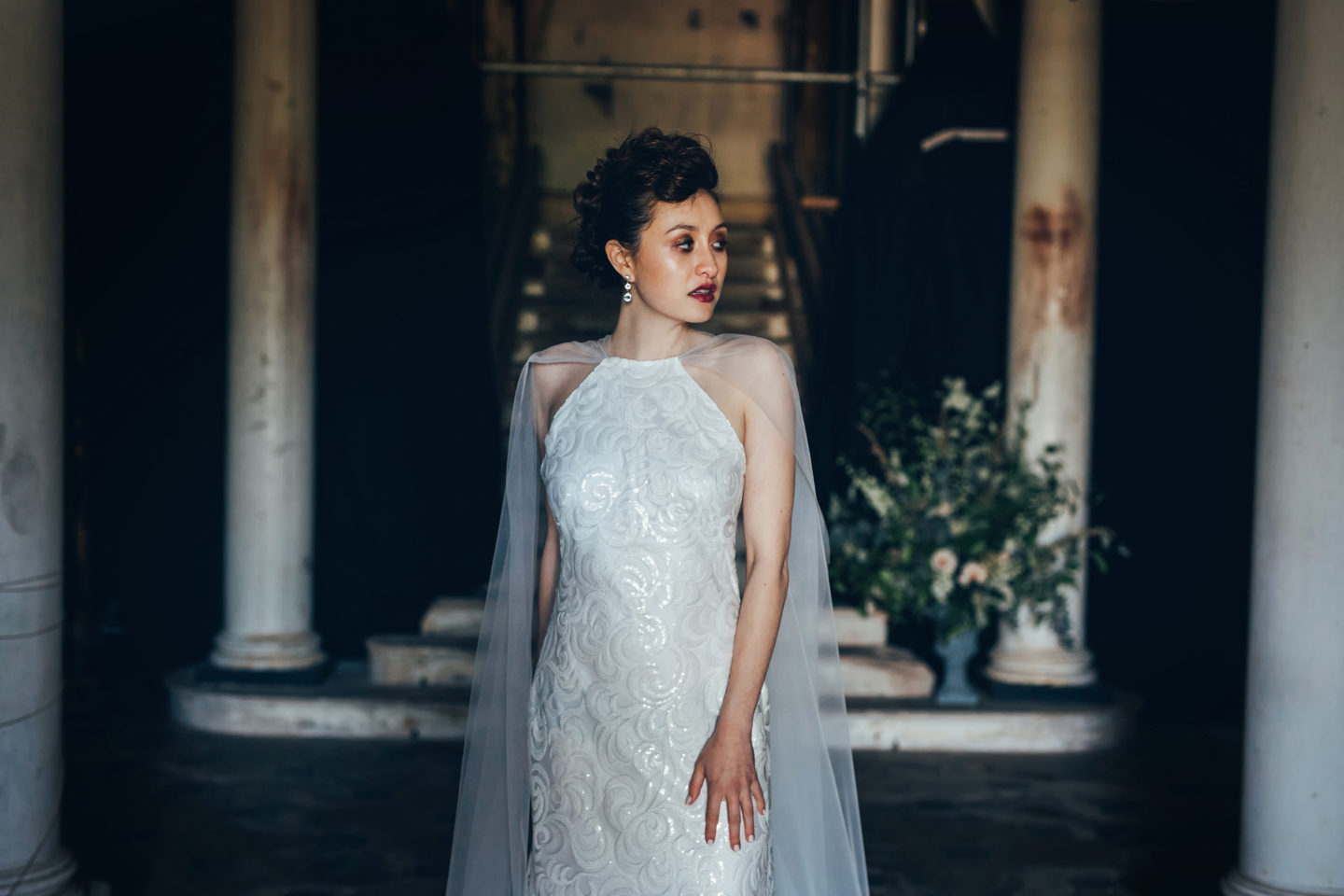 Modern Golden Age Glamour Wedding Dress Inspiration at Poltimore House