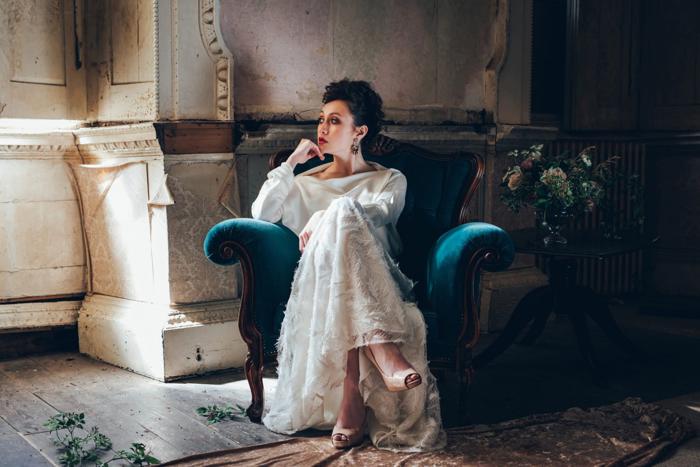 Modern Golden Age Glamour Wedding Dress Inspiration at Poltimore House